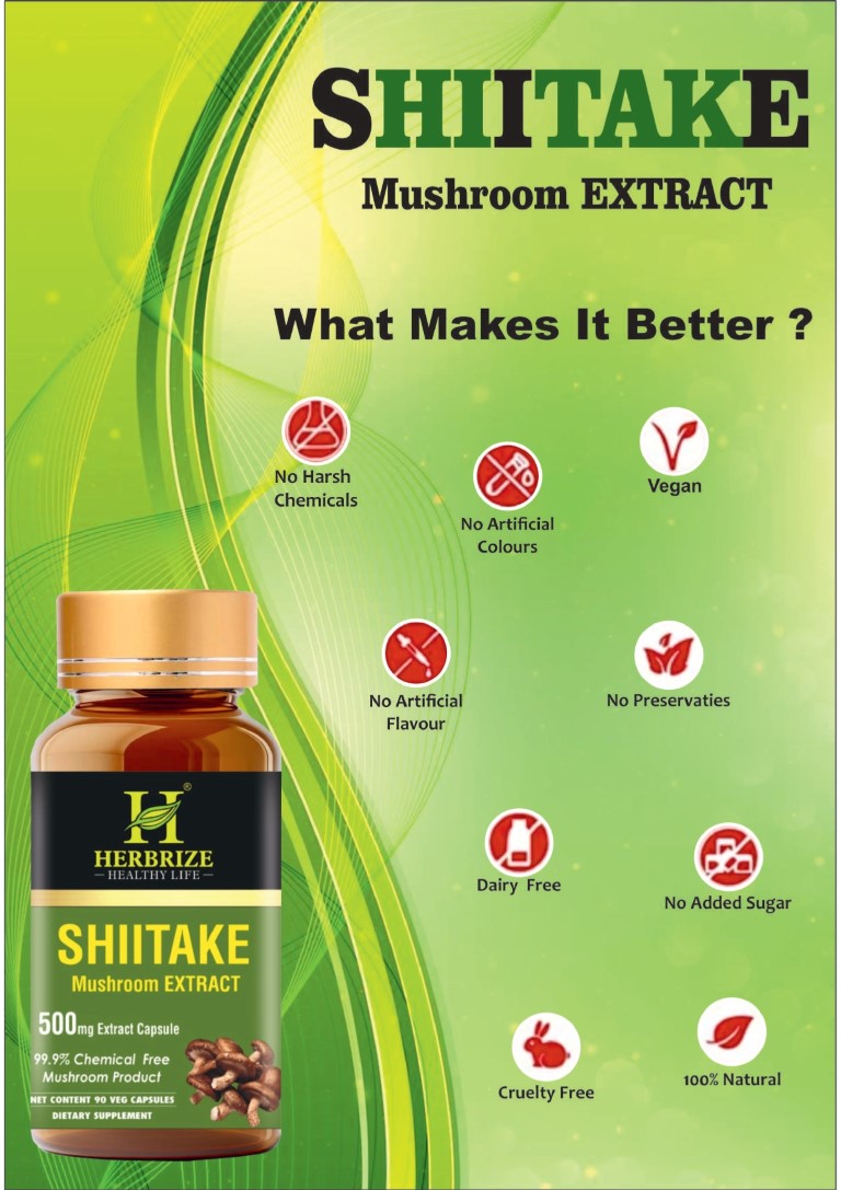 Shiitake Mushroom Extract - 90 Capsules, 500mg per Capsule